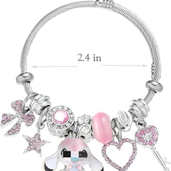 Hello Kitty Cute Charm Bracelet, Adjustable Stainless Steel Composite Bangle - Picture 2 of 3